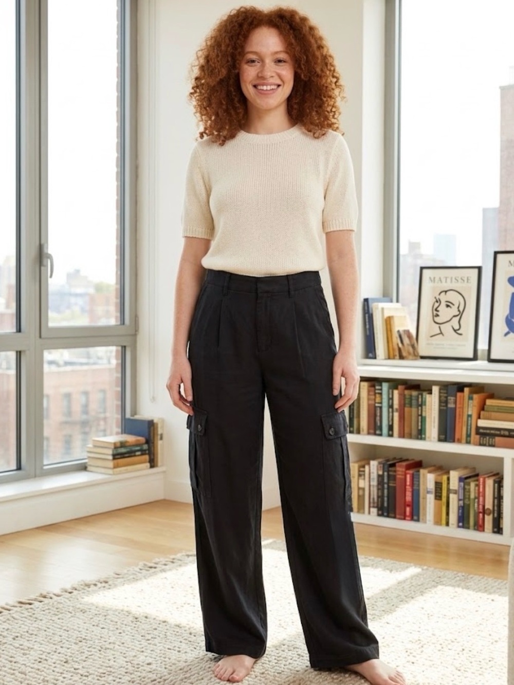 Banana Republic Black TENCEL WIDE-LEG PANT